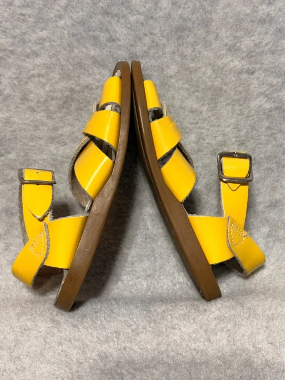Salt Water Sandals Toddler 7 Yellow Leather Adjustable Buckle Straps Rubber Sole